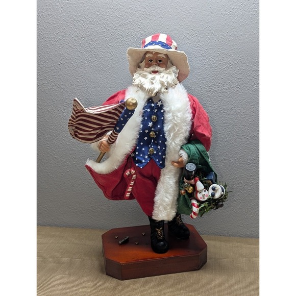 Other - 14" Musical Patriotic American Christmas Santa Music Box STARS & STRIPES